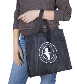 Сумка тканевая черная с белым логотипом MOM - фото 10112