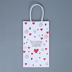 Пакет подарочный крафт «Ты в моём сердечке», 12×21×9см - фото 10495