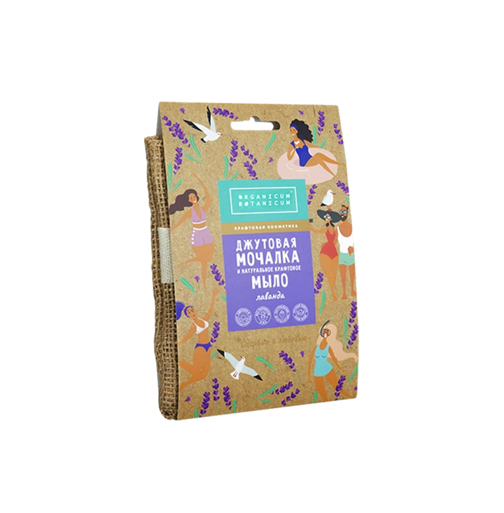 Джутовая мочалка с натуральным мылом Лаванда, 100г - фото 13208