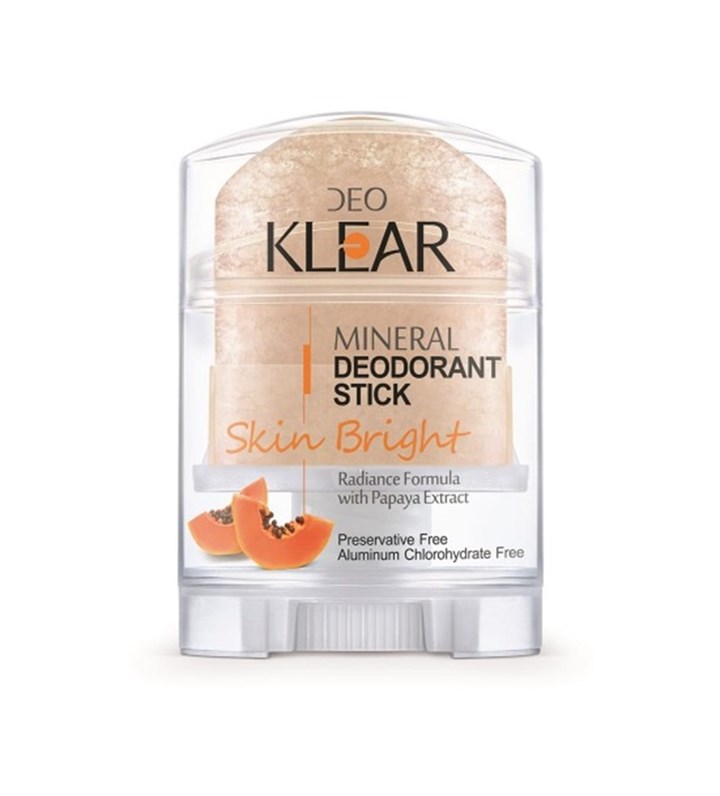 Дезодорант-Кристалл DEOKLEAR Сияние кожи с экстрактом плодов ПАПАЙИ, стик плоский, вывинчивающийся (twist up), 70гр - фото 13768