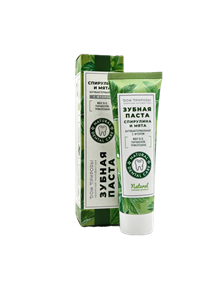 Зубная паста натуральная Со фтором антибактериальная Спирулина и мята, 70г